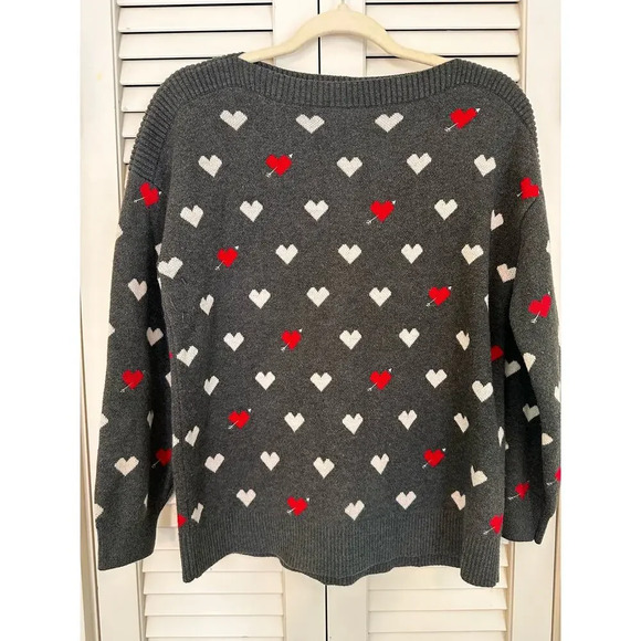 Loft Petite Women's Heart Patterned Sweater - Size LP - Picture 1 of 4